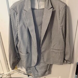 Amanda & Chelsea Navy and White Striped suit